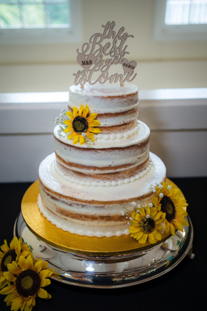 marble cake and sparkly cake topper