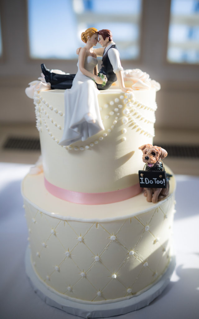 couple and dog cake topper